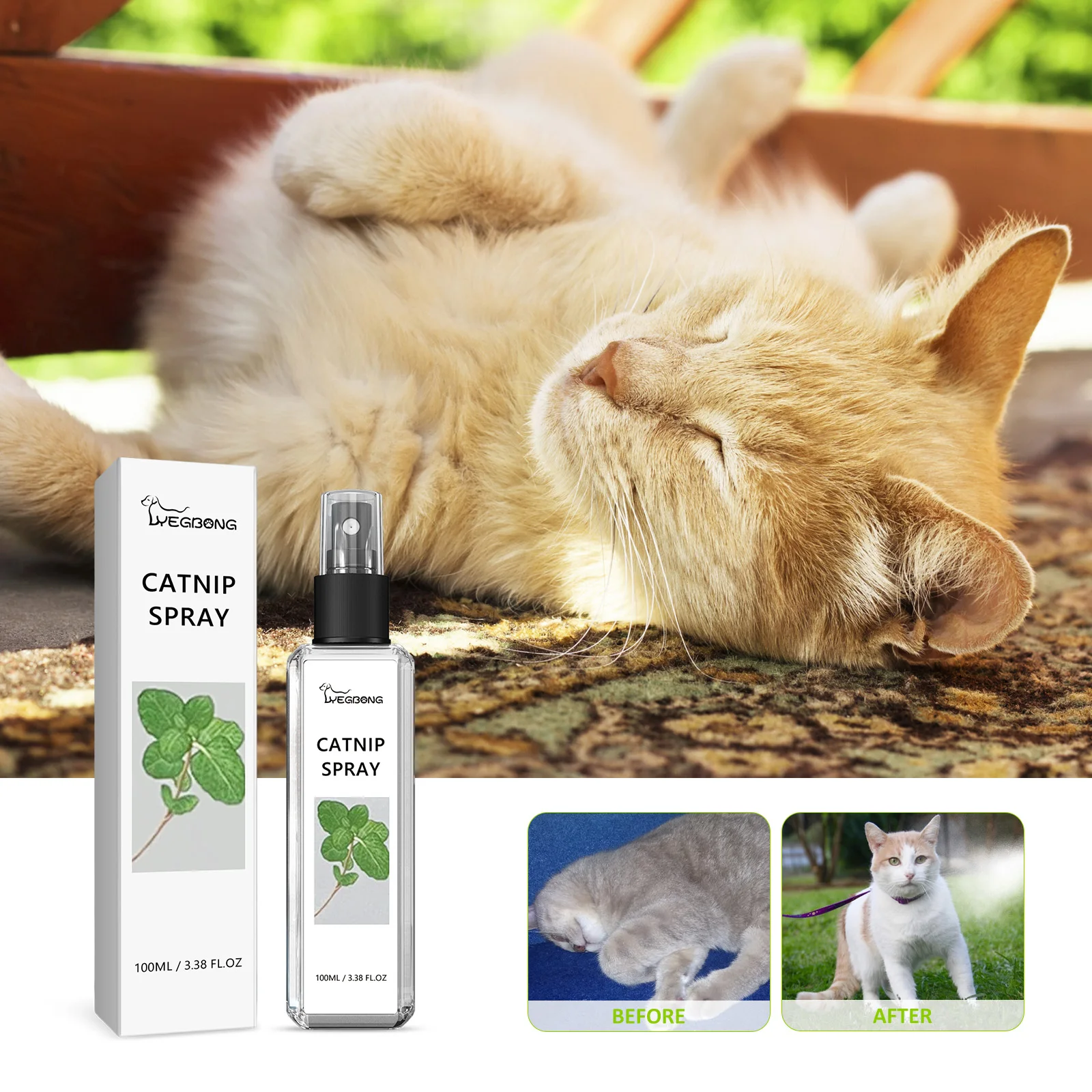 Natural Cat Catnip Spray Guide Pet Behavior Training Relieving Stress Reduce Anxiety Healthy Safe Formula Edible Cat Mint Spray
