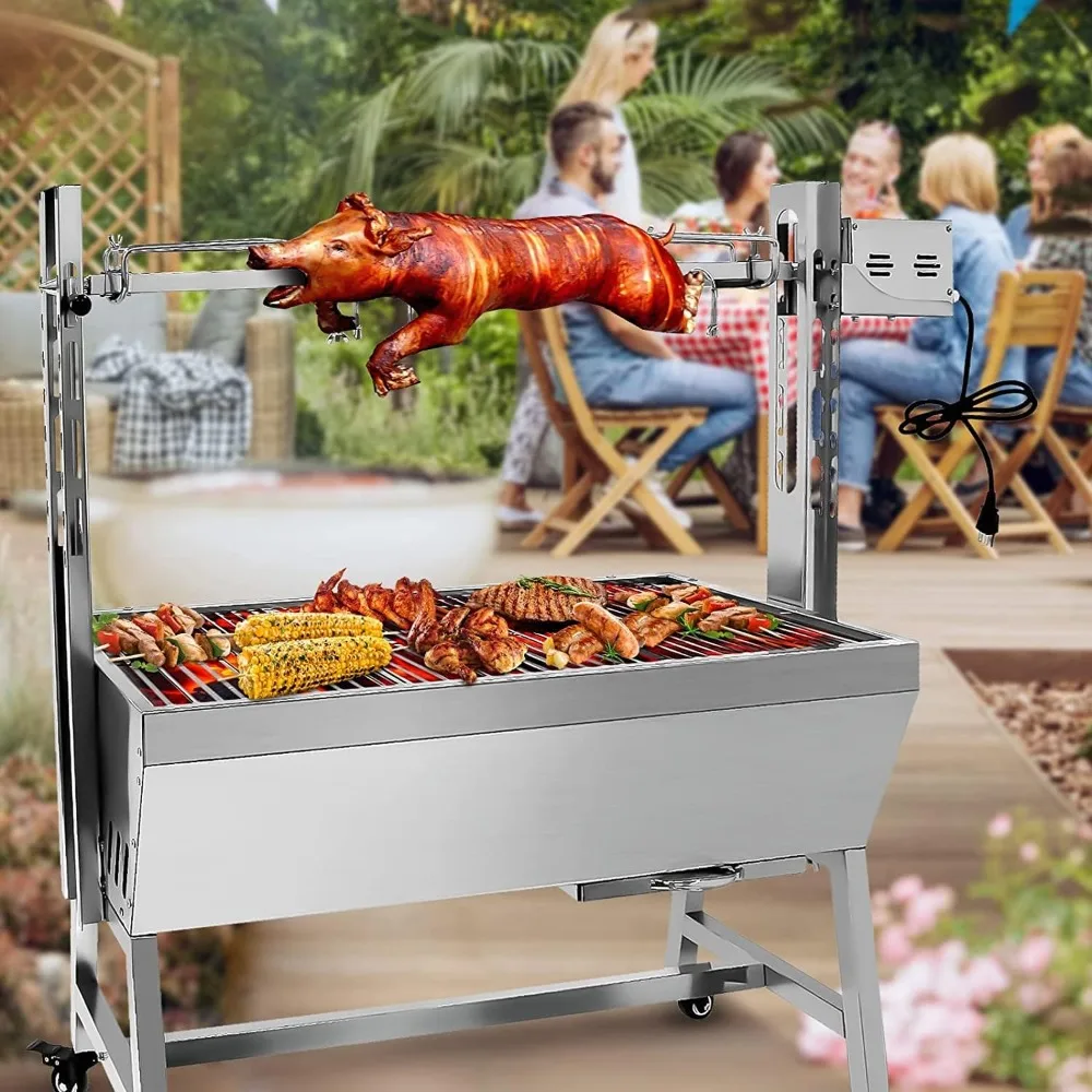 

Barbecue oven, stainless steel, 25W electric small pig and lamb barbecue rack, 37 inch charcoal rack, barbecue oven