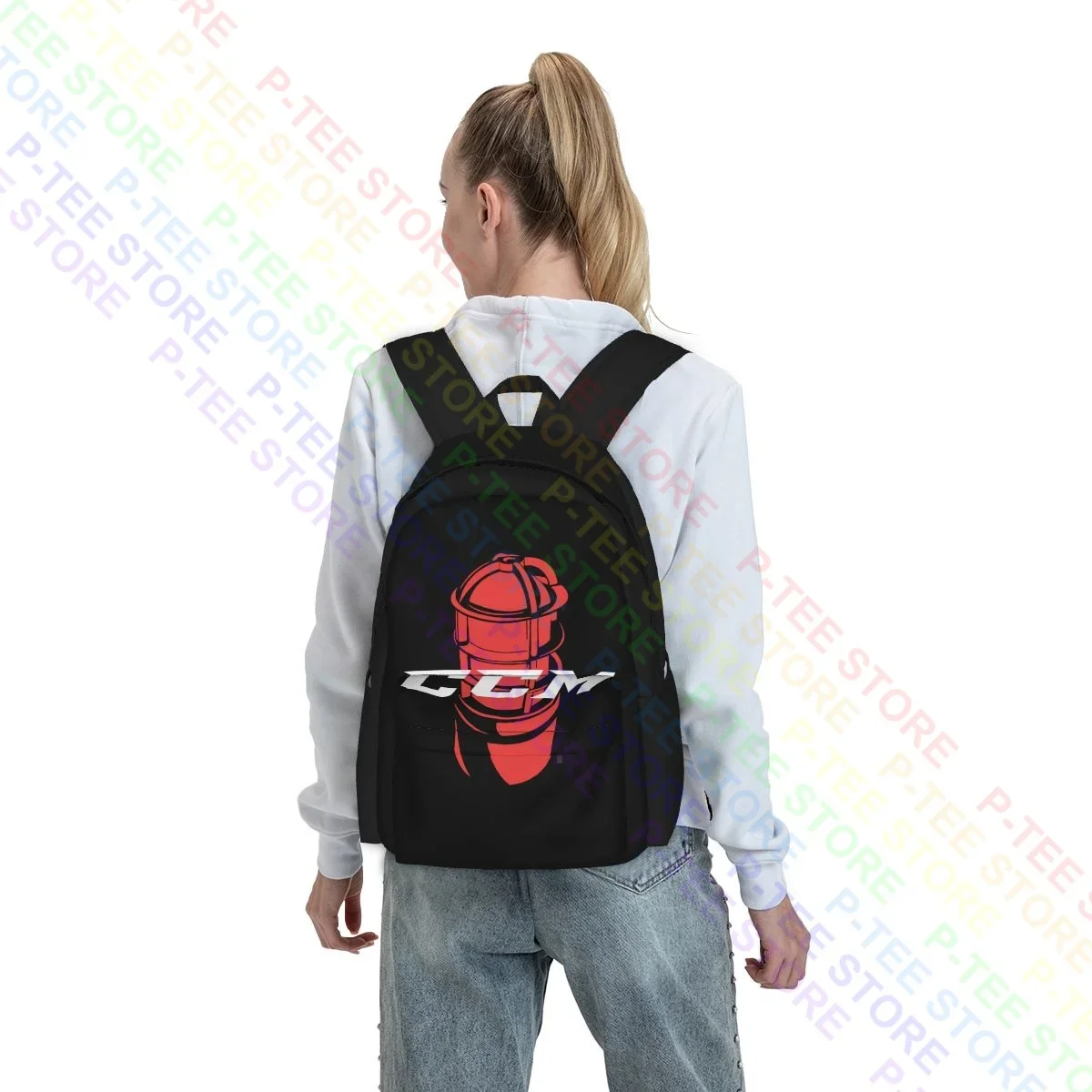 Ccm Hockey Red Light Large Capacity Backpack Gym Schoolbag Sports Style Outdoor Running