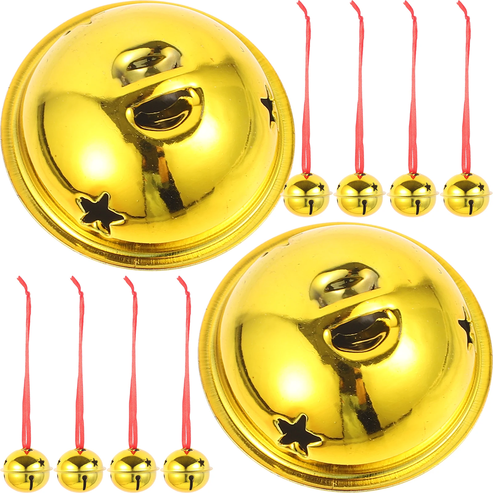 

21 pcs Golden Bell Set Silver Jingle Bells Christmas Ornament Bulk Decoration Hollow Design DIY Craft Accessories