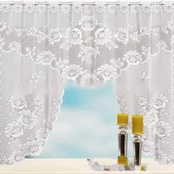 European White Translucent Coffee Curtain Warp Knitted Curtains Tulle Lace Sheer Jacquard Bedroom Curtains Roman Blind