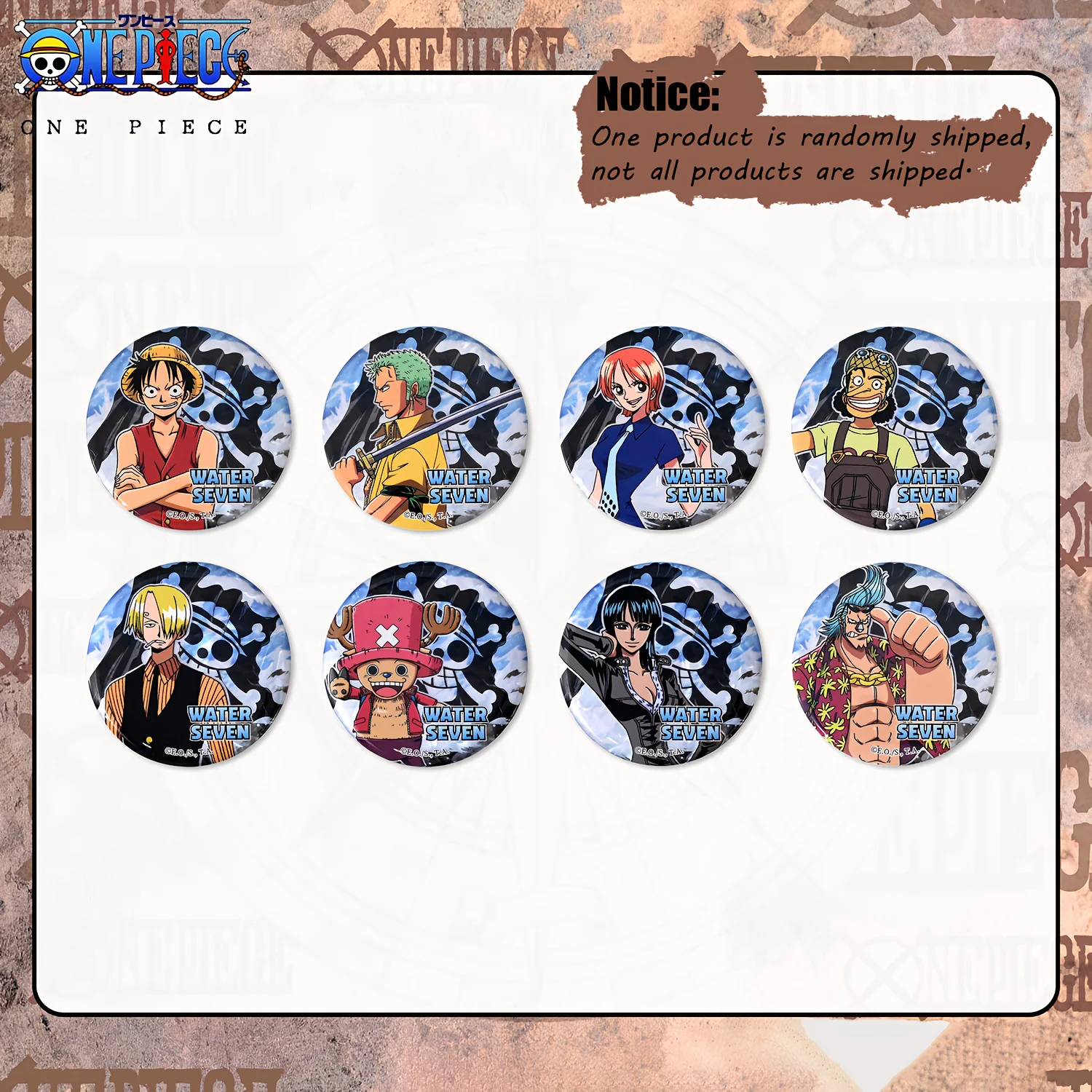 1 ชิ้น กล่องสุ่มพินส์วันพีซ วอเตอร์เซเว่น อาร์ค ลิขสิทธิ์แท้ พร้อมของหายาก – ของสะสม ของขวัญอนิเมะ