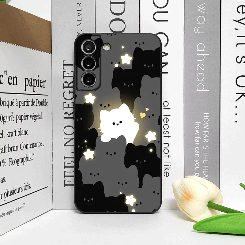 Cartoon Schwarz Weiß Katze Paar Telefon Fall für OnePlus 13 12 13R 11 10 9 8 Pro Nord 4 N100 N20 CE3 ACE2 ACE3 5G Gepaart Soft Cover