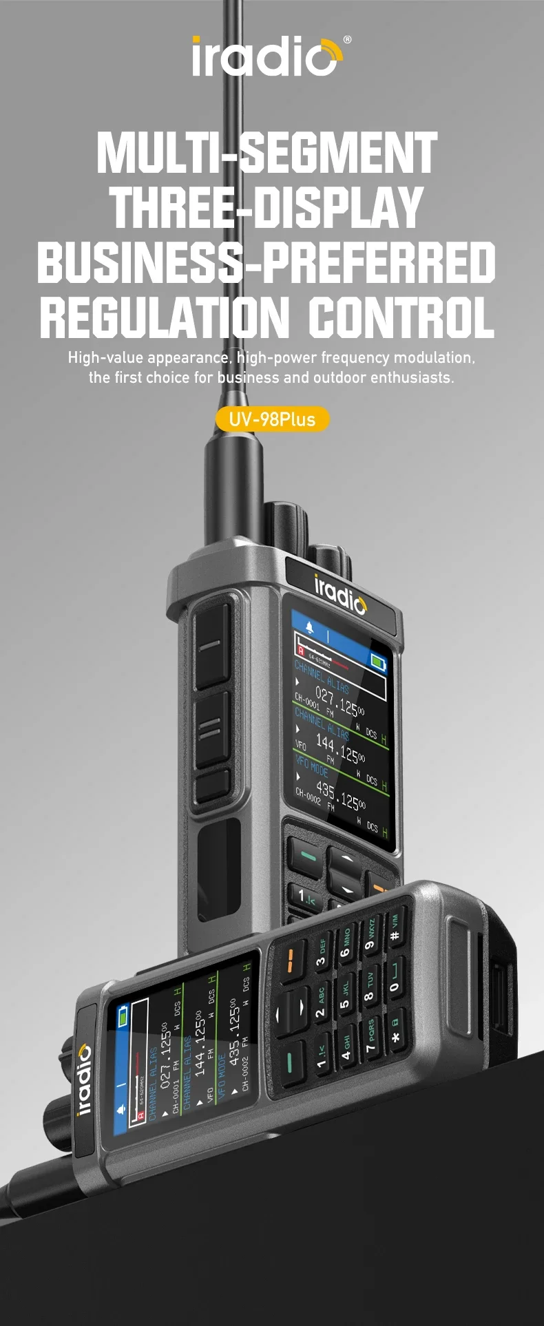 Горячая распродажа 2025 года, горячая распродажа 2025 года, самая продаваемая рация Iрадио UV-98 Plus, 10 Вт, двусторонняя портативная рация