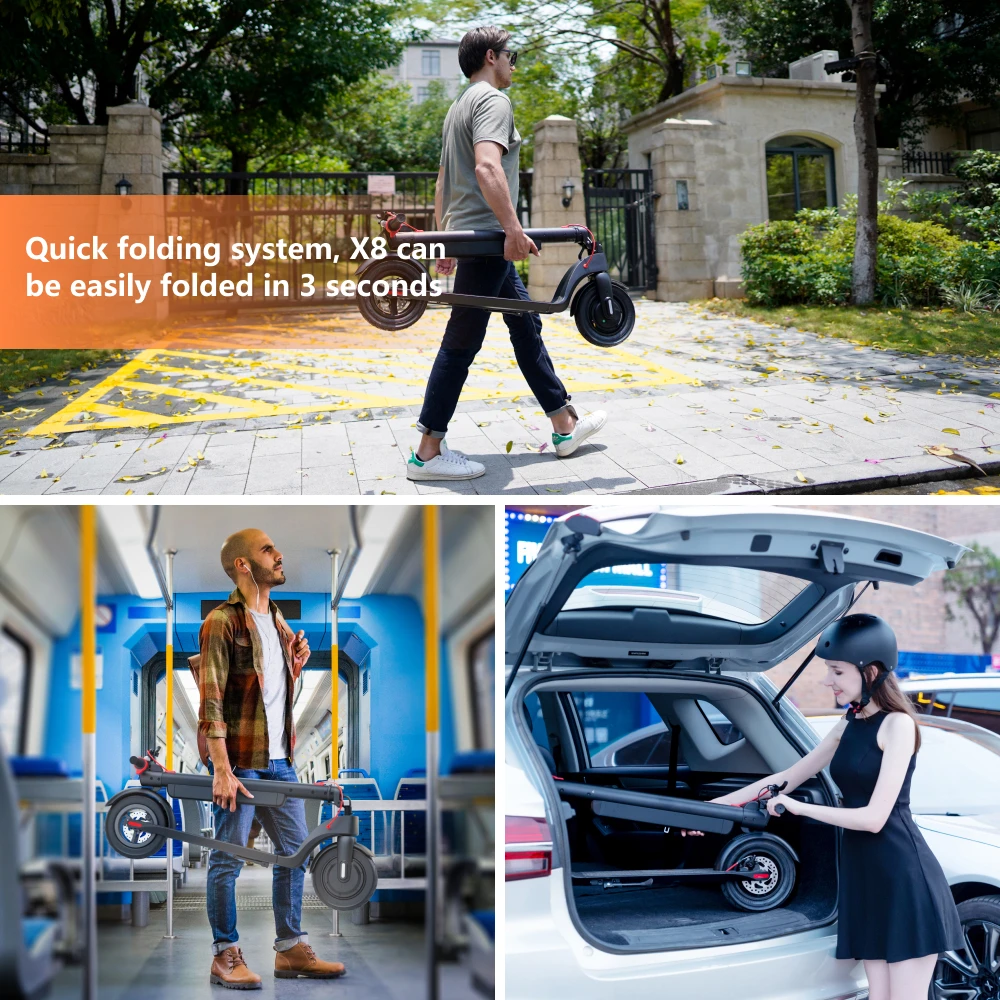 HX X8 e سكوتر 350 واط سكوتر كهربائي سكوتر كهربائي قابل للطي 10 بوصة الكبار ركلة سكوتر 10AH E الدراجات البخارية Escooter