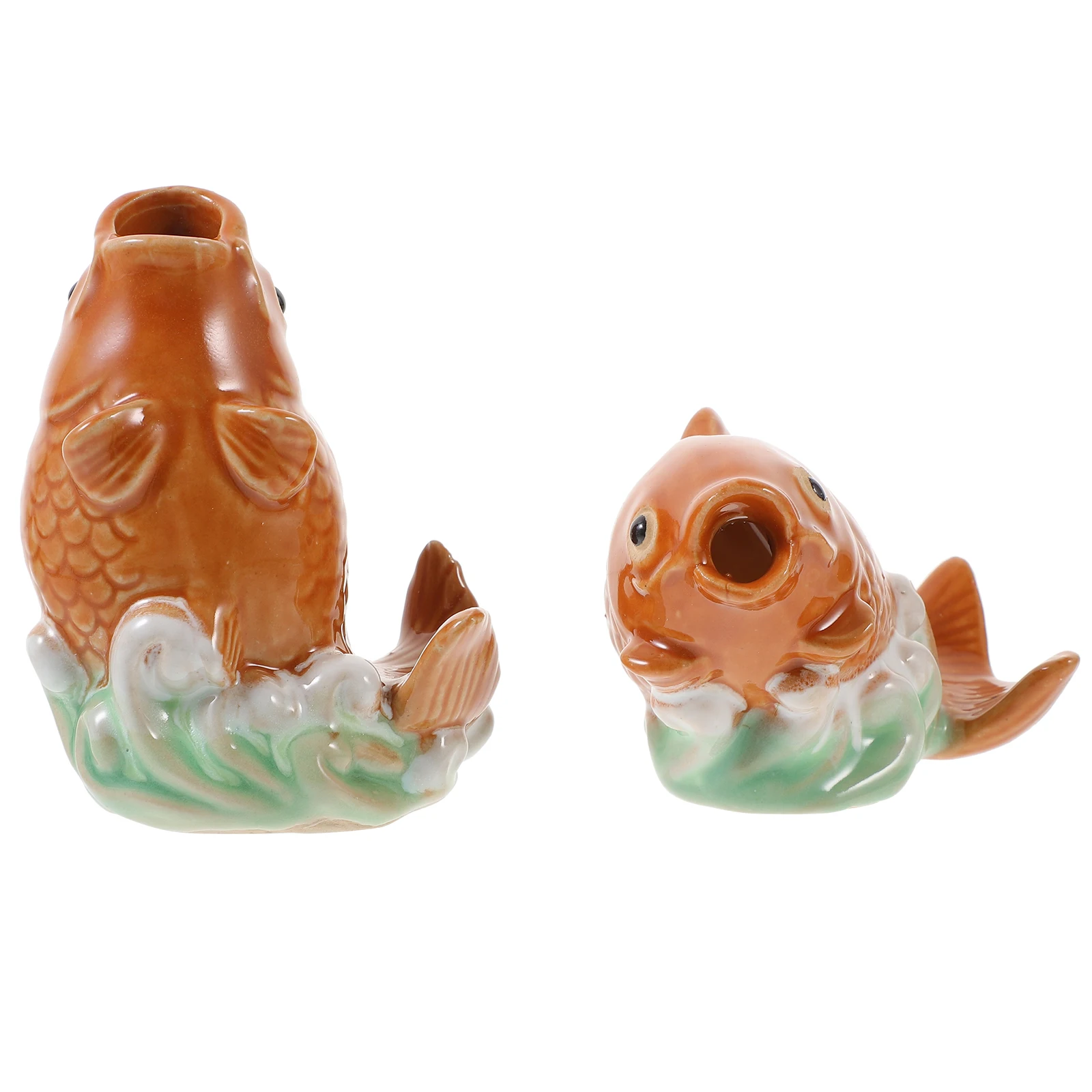 

2Pcs Garden Carp Statue Ceramic Fountain Spitter Outdoor Pond Decor Large Water Spray Sprinkler Fountain Nozzle Ornament