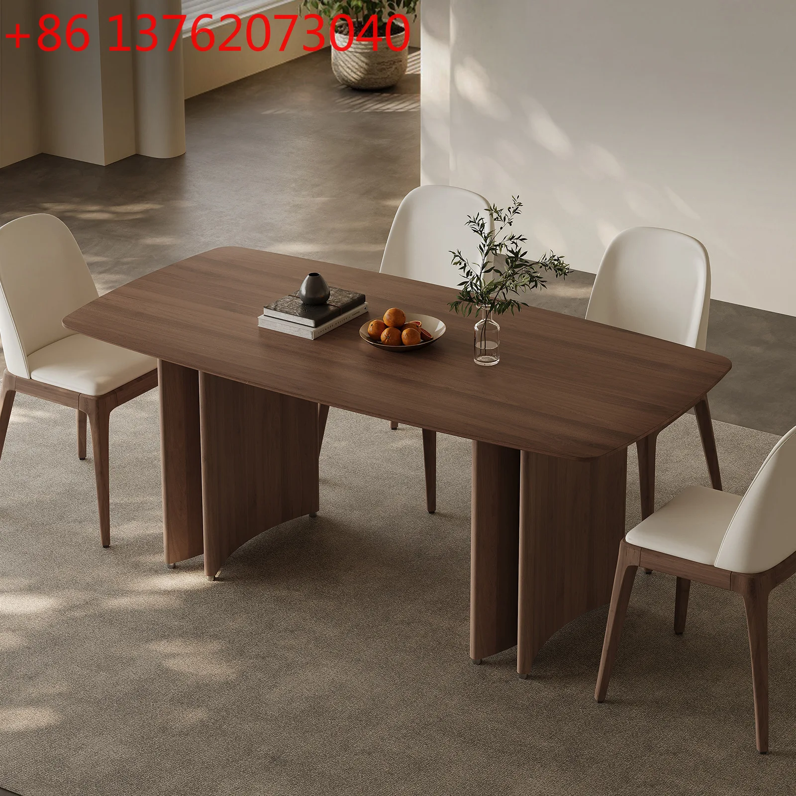 

Японский обеденный стол в стиле ваби-саби, итальянский минималистичный современный обеденный стол премиум-класса цвета орехового дерева.