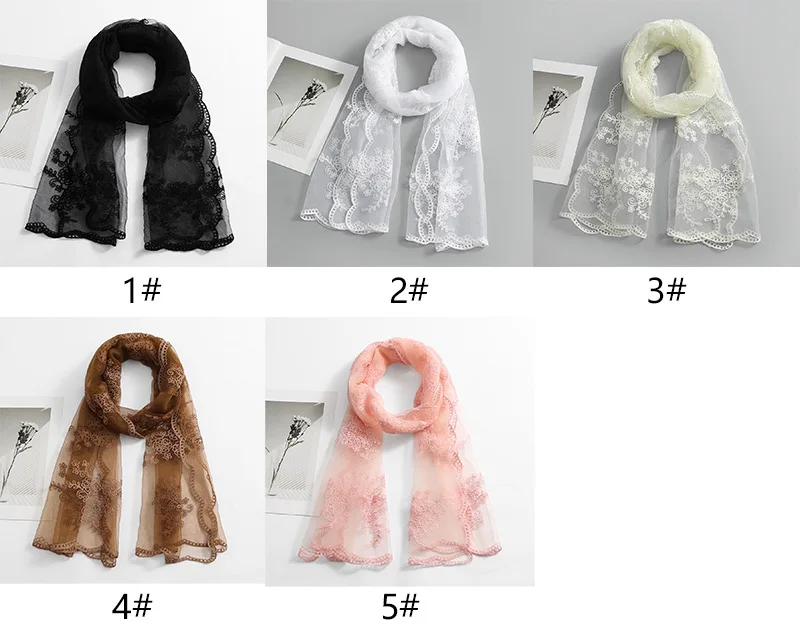 

Модные женские кружевные шарфы с вышивкой, длинные платки, мусульманские хиджабы, головные уборы, шали, банданы, повязки на голову, буфанда, фулярд, исламские аксессуары
