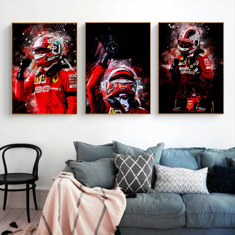 Retro Handsome Rider Wall Art Max Verstappen Charles Leclerc - F1 Posters And Prints Men'S Living Room Bedroom Decor Gifts