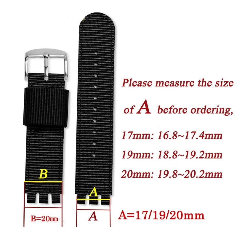 Nylonowa materiałowy do zegarka opaska na pasek do SWATCH 17mm 19mm 20mm tkanina zamienny pasek kobiet Sport Watchband akcesoria