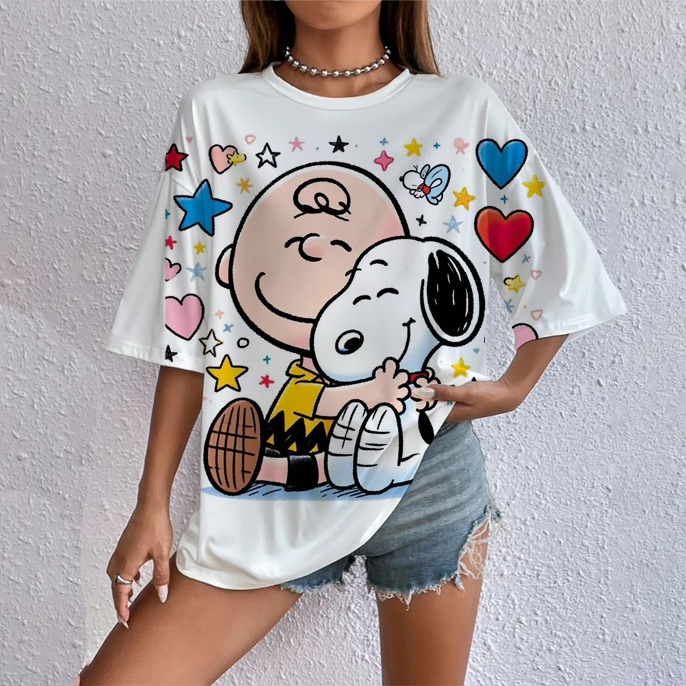 Snoopy T-Shirt Vrouwen Snoopy Print Cartoon Harajuku Vrouwelijke T-shirts Casual Tops Korte Mouwen Tees Vrouwen Kleding Y2K