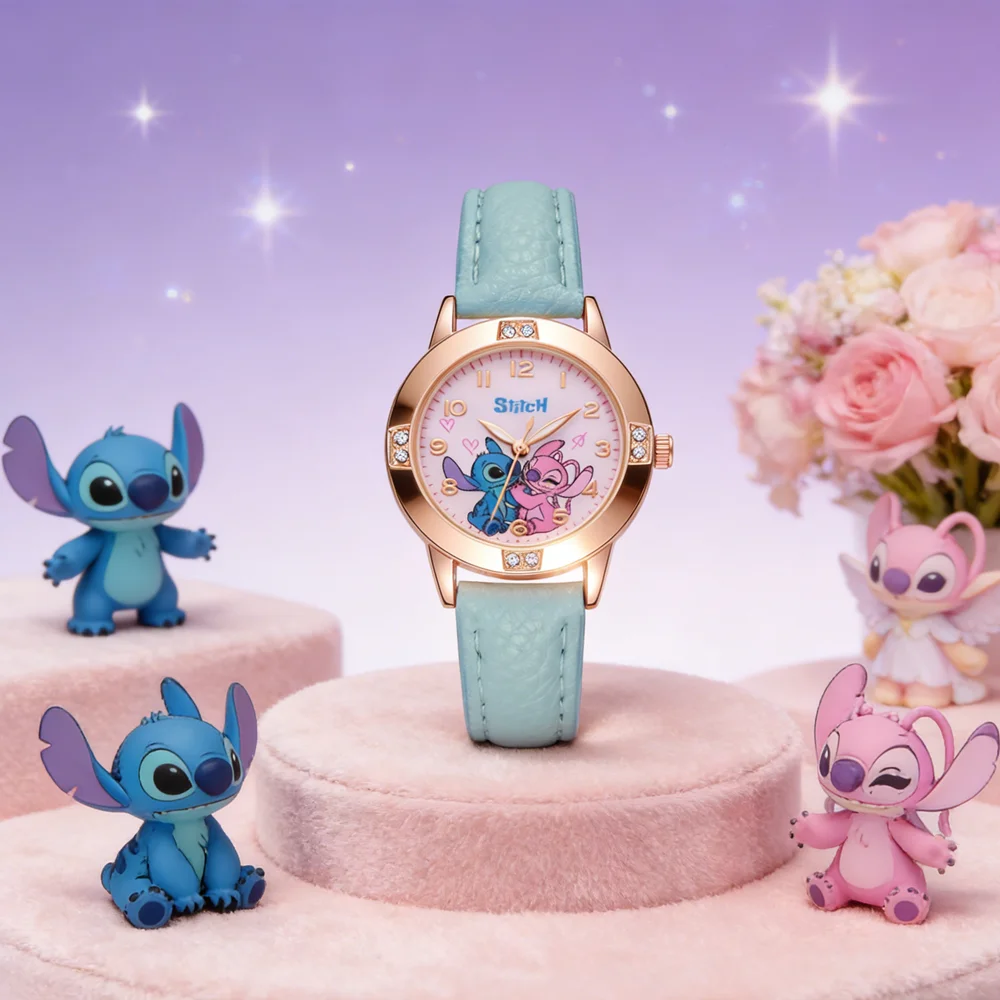 Cartoon Stitch Watches Kids Boys Girls Cute Cartoon Imitation Diamond Wristwatch Belt Student Quartz Watch Children Gifts image 6