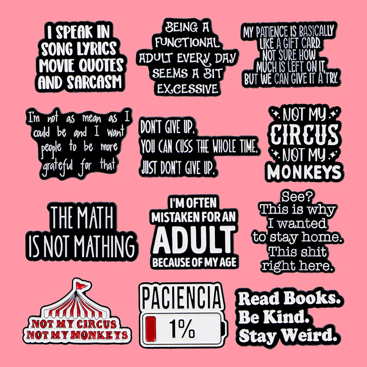 مضحك يقتبس المينا دبوس عبارة "لا تتخلى" بروش شارة بدبوس معدني على ظهره الملابس والاكسسوارات مجوهرات الأزياء هدايا الاطفال