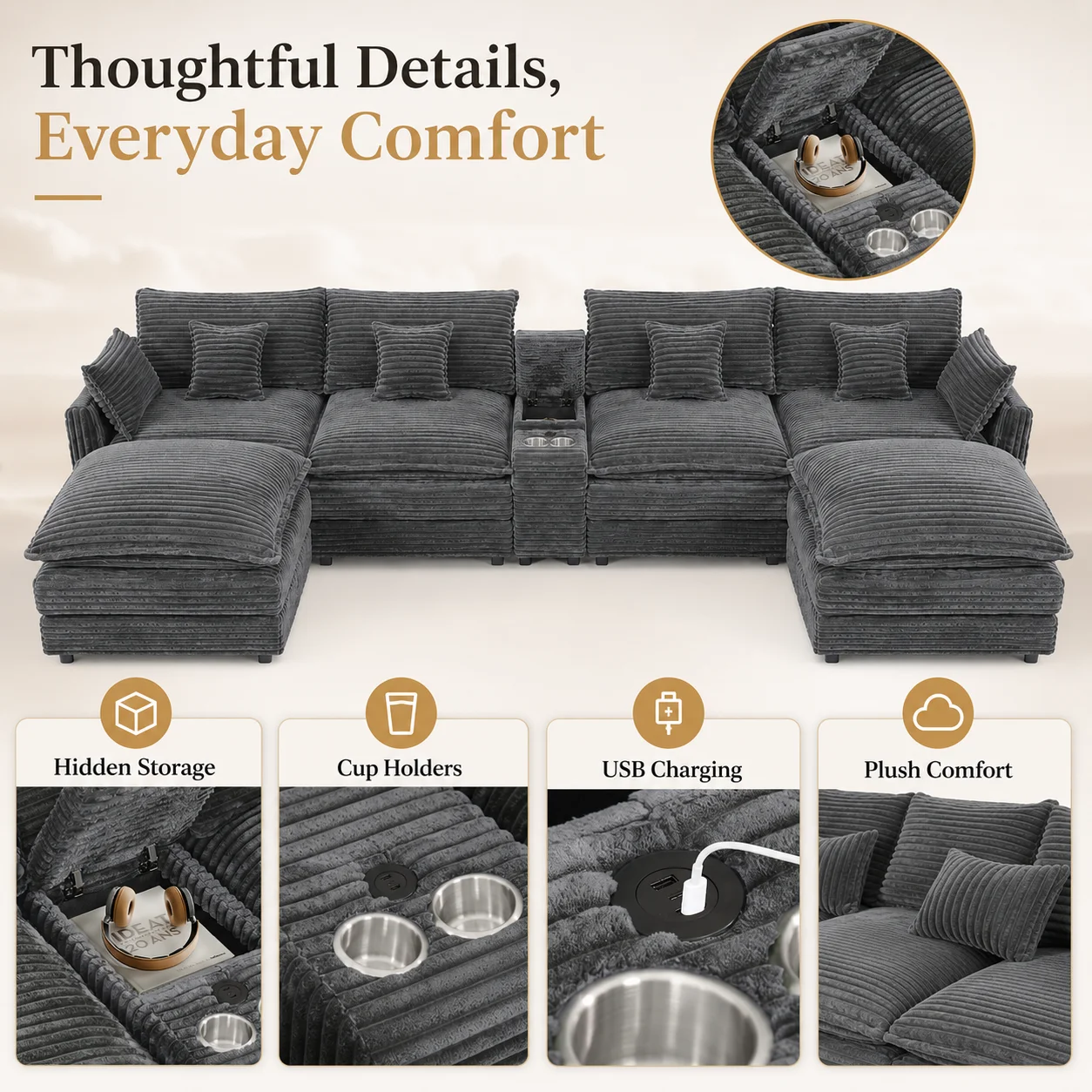 Set Sofa Bentuk U 7 Bagian 141 - Home Office Furniture Sets ulasan dan harga