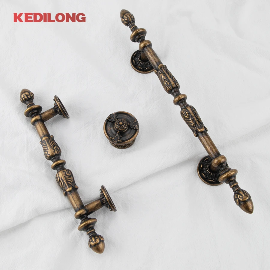 KEDLO antique brass retro knob furniture hardware kitchen cabinet antique handle drawer handle