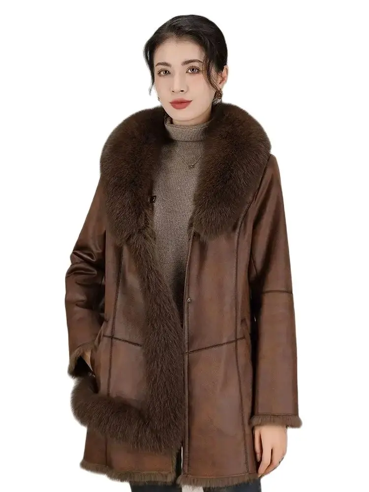 2023 New Fur Coat Women's Rex Rabbit Loose and Western Style High end Fur Integrated Coat Winter