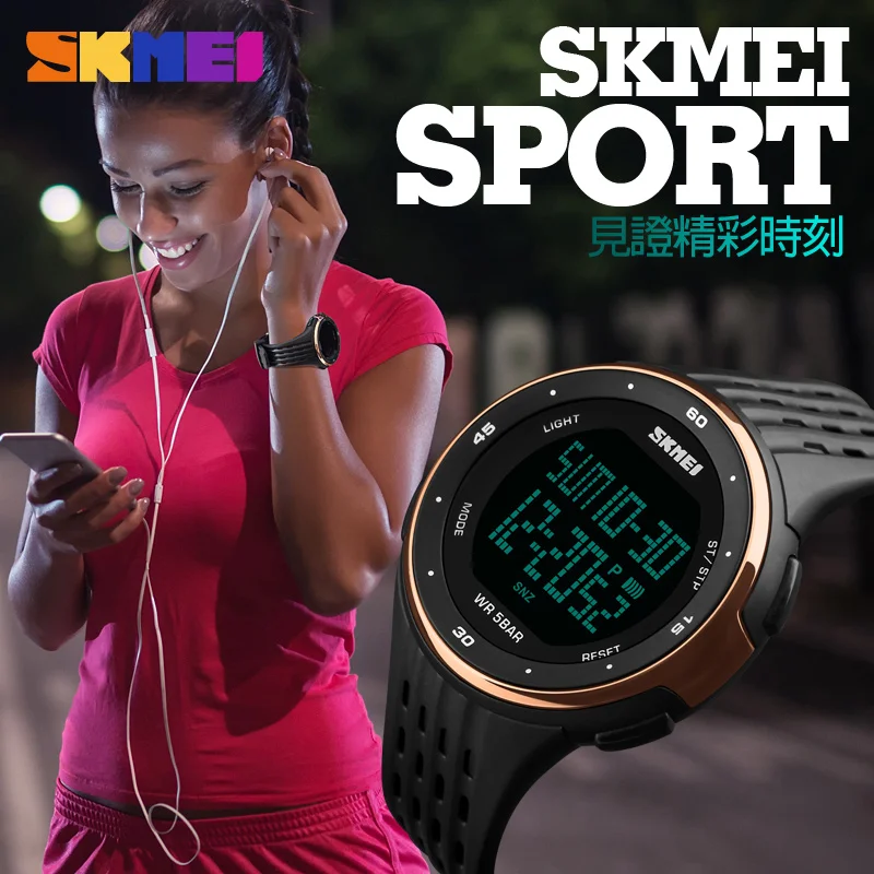 SKMEI Men 2 Time 10 Year Battery Alarm Clock reloj hombre Sport Fitness Watches Mens Digital 100M Waterproof Wrist Watch