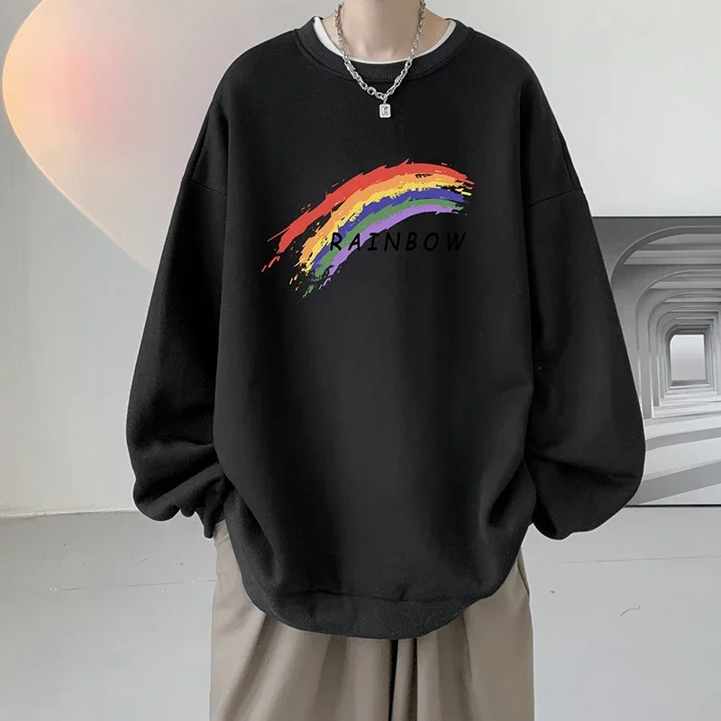 Men's Oversized Hoodie Off White Autumn Hoodies Oversize for Men Fashion Rainbow Print 5XL Man Casual Wear Hoody Male Sweatshirt