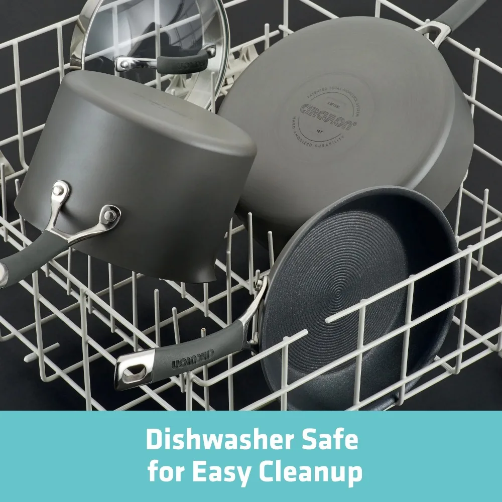 Radiance 3 Piece Hard Anodized Nonstick Frying Pan Set, Gray