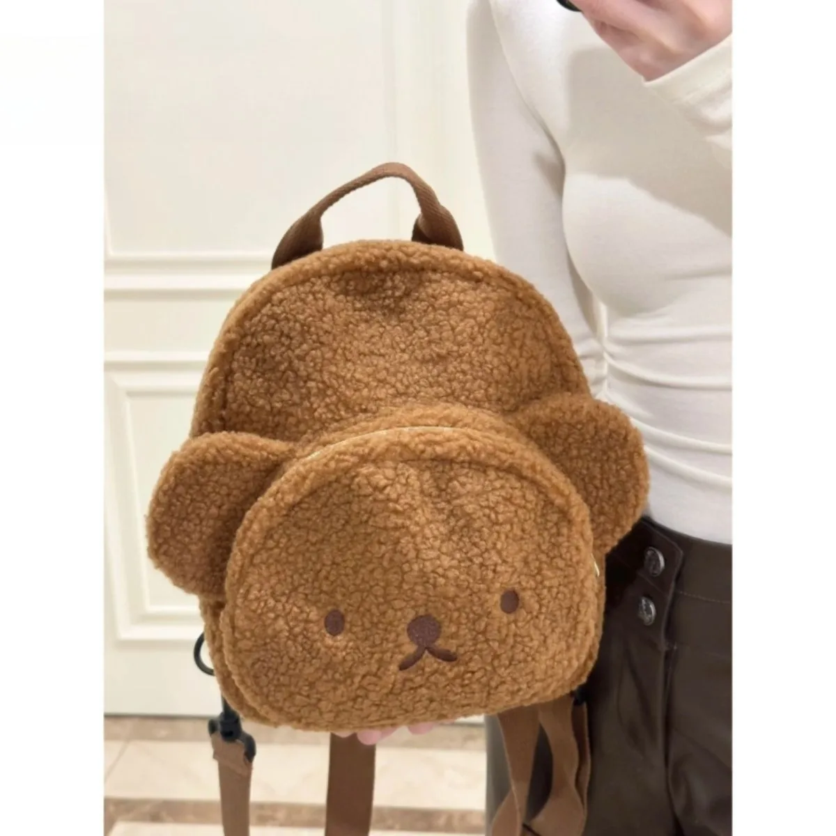 Kawaii أنيمي ميفي أرنب بوريس الدب على ظهره لطيف الكرتون الإبداعية المطرزة جلد الخراف Crossbody على ظهره أفخم فتاة القلب حقيبة #4