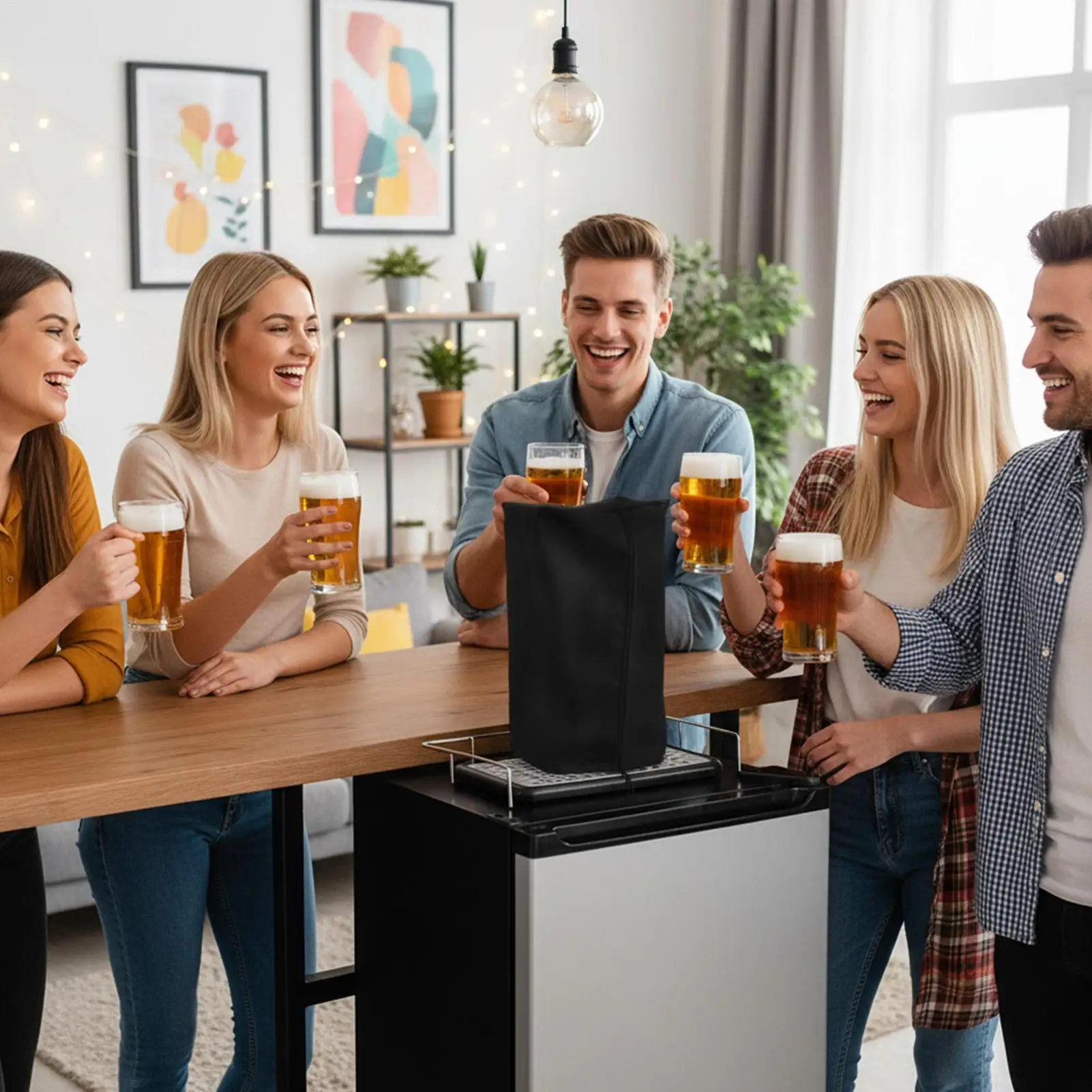 Beer Tower Dust Cover Black Dustproof UV-Resistant Weather Proof Sleeve Beer Tower Dust Insulation Sleeve For Bar Picnic Bbq