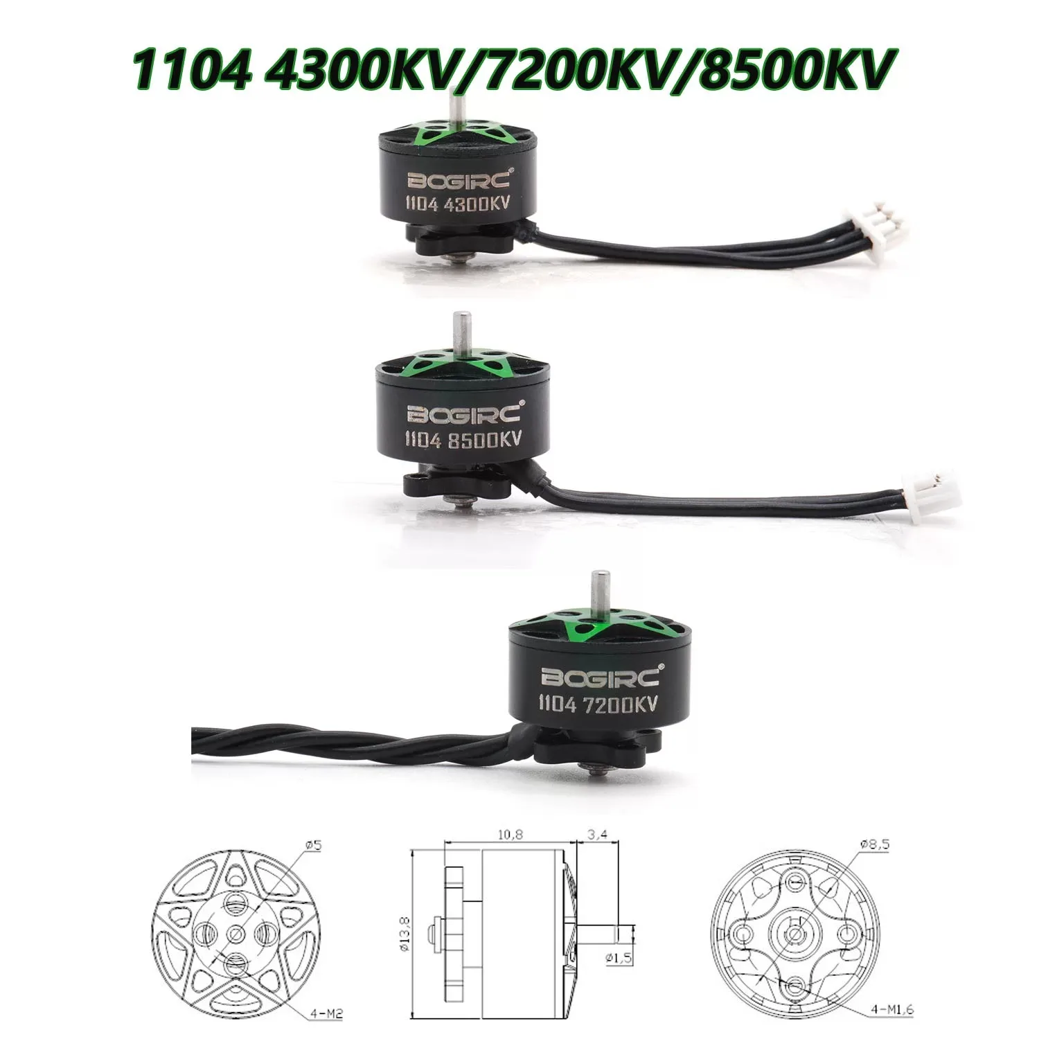 

RC FPV Motor 1103 8000/11000KV 1104 4300/7200/8500KV Brushless Motor 1.5mm Shaft for RC FPV Quadcopter Racing Drone Parts