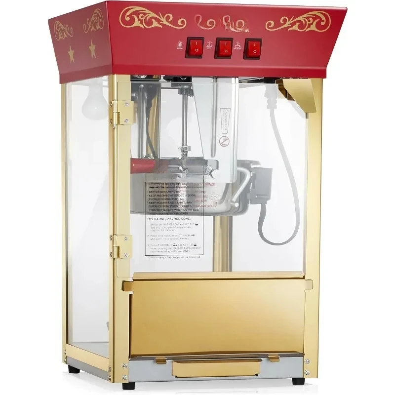 

Movie Theater Style Popcorn Machine Maker with 10 Ounce Kettle Vintage Style Countertop Popper