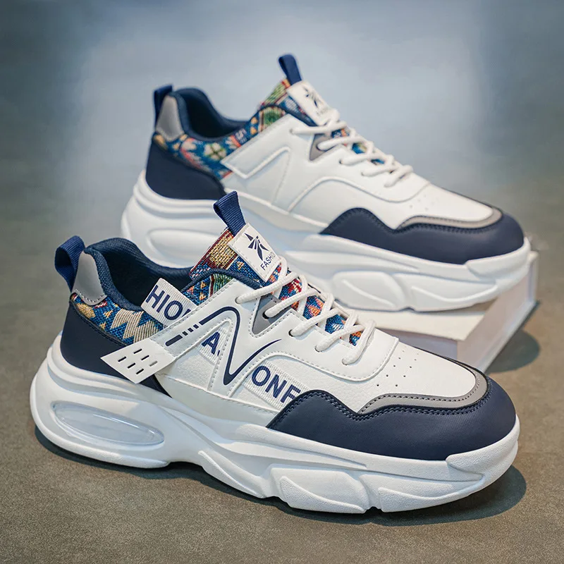 

Spring Autumn New Platform Sneakers for Men Fashion Sports Casual Shoes Male White PU Leather Running Shoes Man