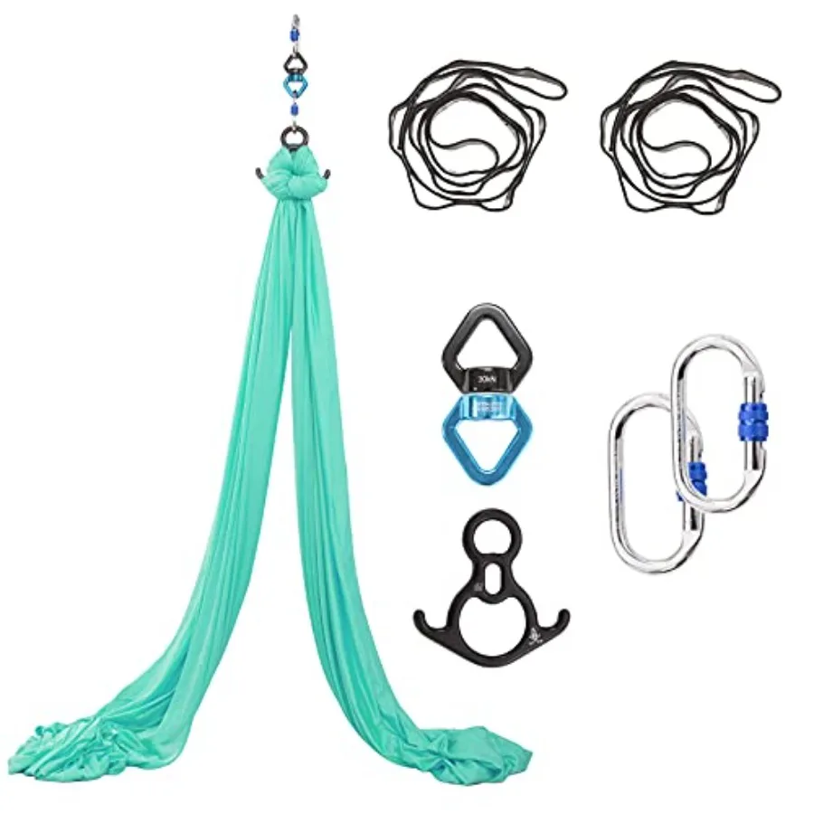 

Aerial Yoga Hammock Kit for Fitness Dance: 11 Yards Low-Stretch Nylon Tricot Fabric Black Includes Hardware Anti-Gravity Flying