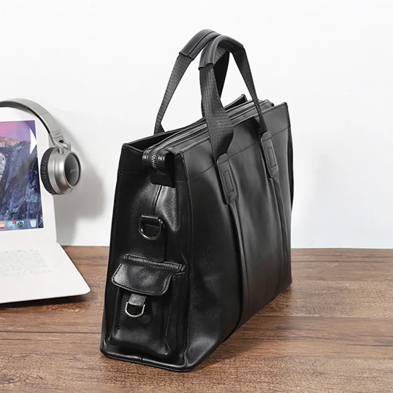 NZPJ Business Leder herren Handtasche Top Schicht Rindsleder Aktentasche Casual Schulter Messenger Tasche Geeignet für 14 Zoll Laptop – Detail 12