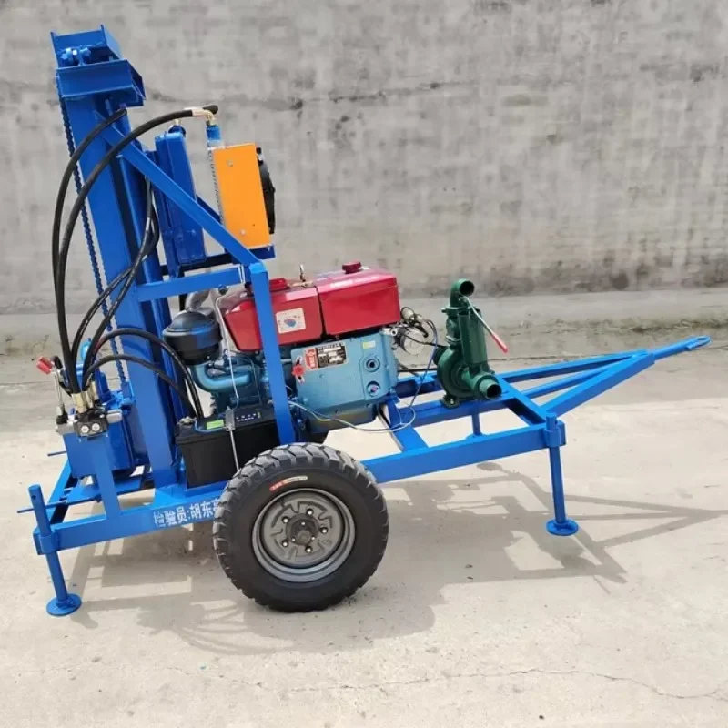 100 Meters Portable Two Wheels Small Water Well Rock Drilling Multi-function Water Well Drilling Rig Borehole Machine Poland