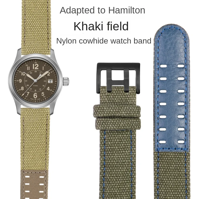 For Hamilton Khaki Field h760250/h77616533/h70605963 H68201993 Canvas Watch Strap Genuine Leather Nylon Men Watch Band 20mm 22mm