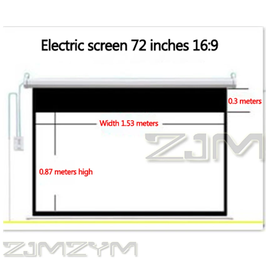 72inch Remote Control HD Projection Screen 16:9 Wide View Motorized Projector Screens Fabric 3D Projector Screen For Home Cinema