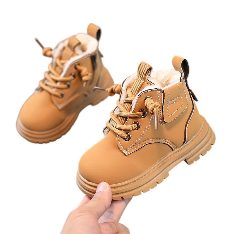 Schneestiefel für Jungen, Retro-Design, rutschfeste Schuhe für Kinder, seitlicher Reißverschluss, Winterstiefel mit Plüschfutter, rutschfeste Lederstiefel, Größe 21–30. – Detail 9