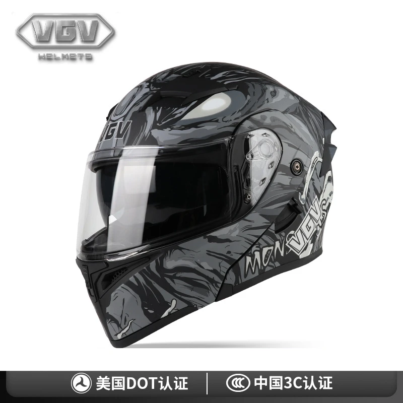 VGV Motorcycle Helmet 3C Certified Motorcycle Uncovered Helmet Winter Warm Full Helmets Full Cover Type