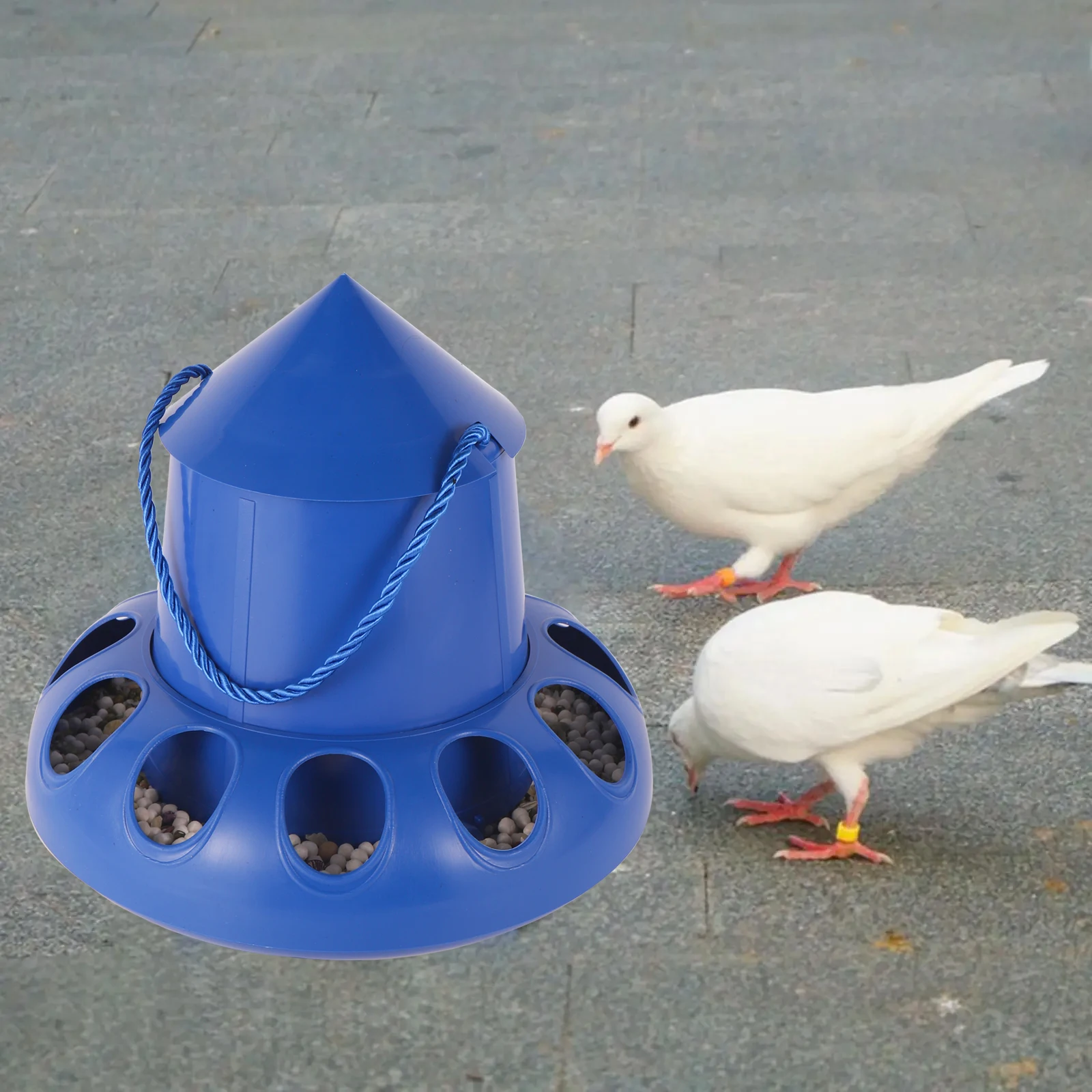 Pigeon Feeder Chicken Automatic Feeder Bird Feeding Bucket Bowl Food Dispenser 11 Holes for Chicken Pigeon Quail Hen Budgie 1Pc