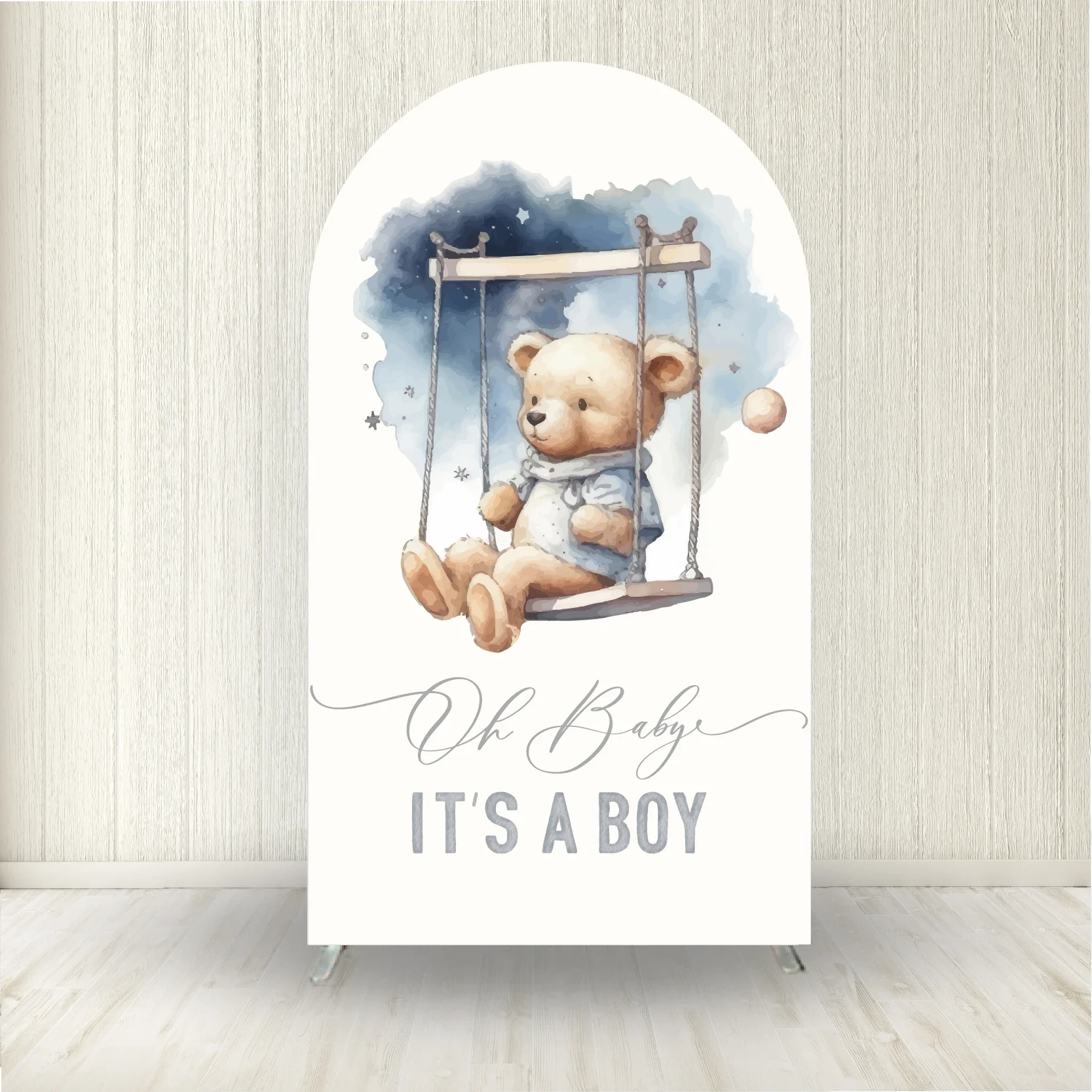 Mother-to-be Teddy Bear Arch Backdrop Cover Newborn Baby Shower Ceremony Photo Background Decoration Boy or Girl Gender Reveal