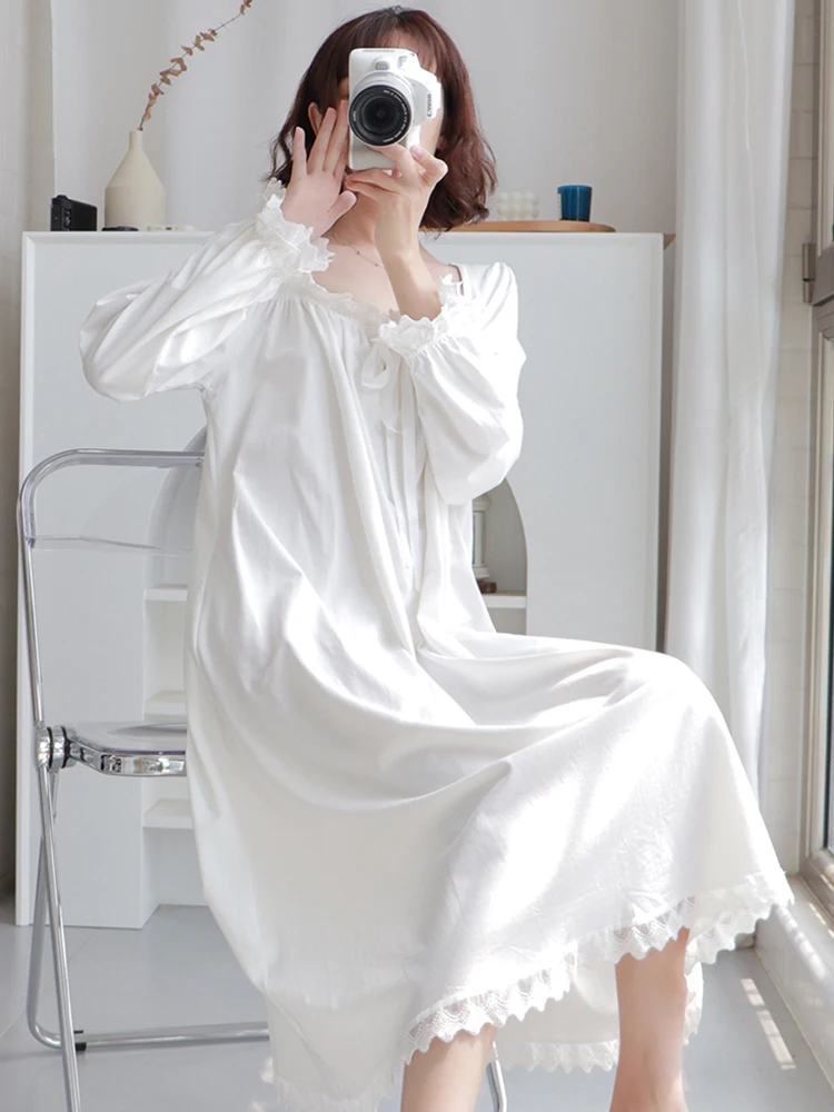 

Sexy Long Sve Spwear Women's Spring Autumn Lace Trim Home Clothes Princ Sle Comfortable Pure Color Casual Home