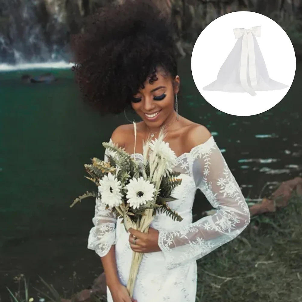 

Handmade White Bridal Veil Bow Knot Wedding Headpiece First Holy Communion Bachelorette Party Party Veil Comb Beautiful Bridal