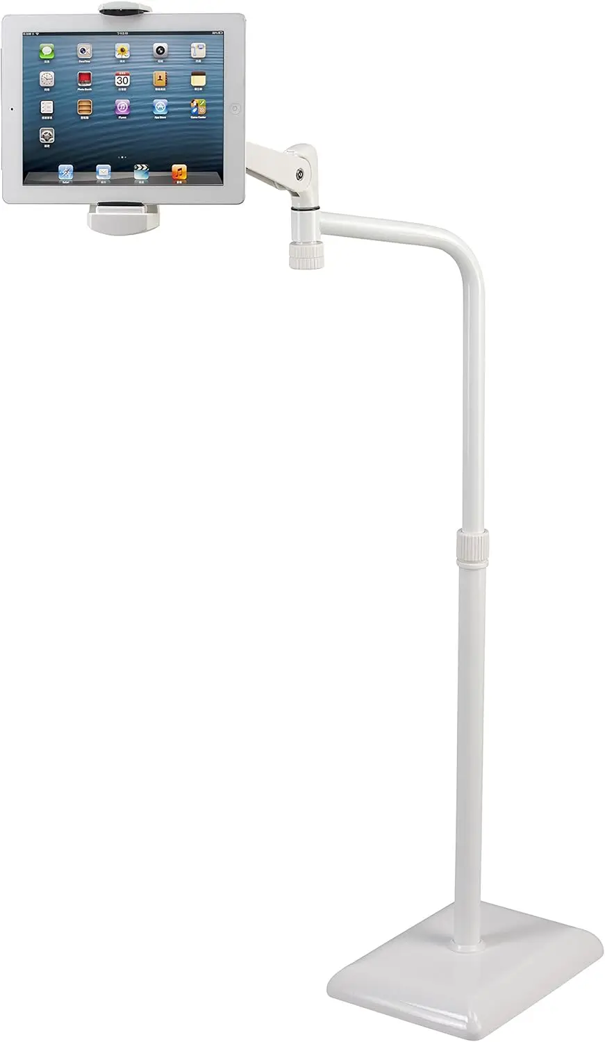 

Универсальная напольная подставка для планшета с тяжелым основанием, регулируемый на 360° держатель для устройств 7–13 дюймов, белый