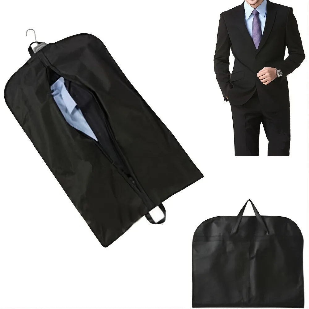 

1pc Foldable Black Suit Garment Bag Dust Cover Clothes Travel Storage Organizer Perfect for Your Fashionable Adventures