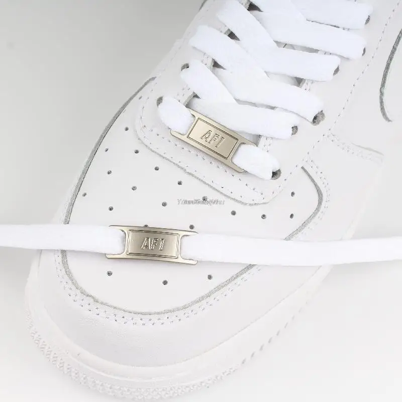 Shoelace Charms for AF1 Sneakers Replacement Metal Lace Tag and White Shoe Laces Adult Teen Personalized Decoration Buckle Kit