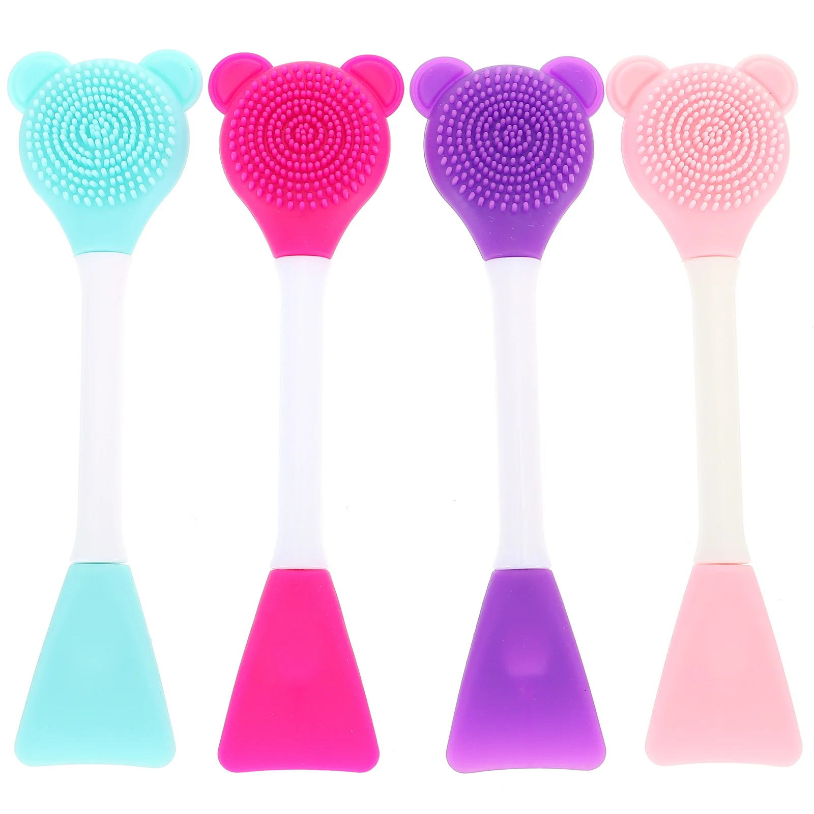4개입 실리콘 페이셜 마스크 어플리케이터 브러시 더블 헤드 메이크업 스킨 케어 도구 모든 연령대 여성용 부드러운 마사지