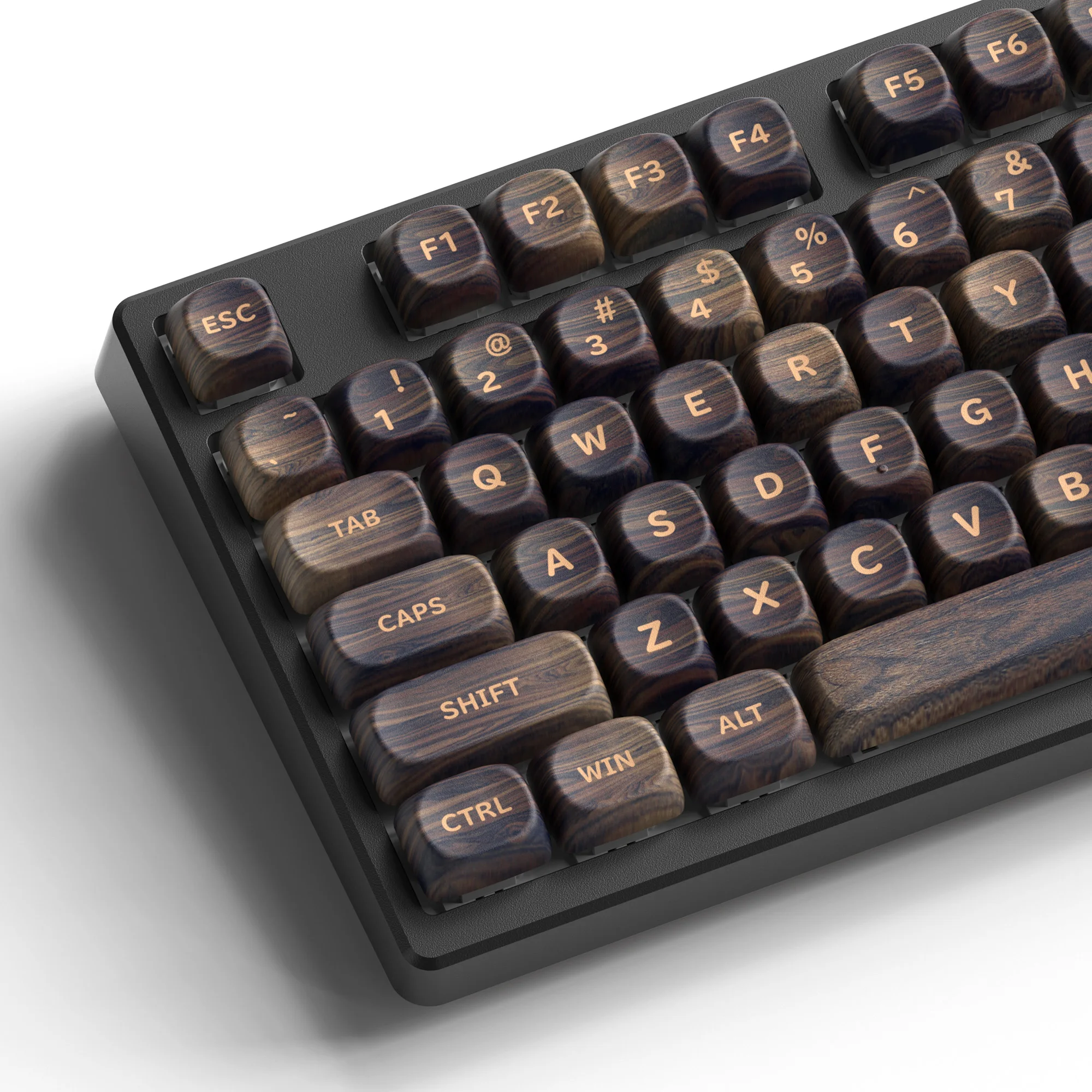 

XVX MOA Profile Dark Walnut Wood Theme PBT Customs Dye Sub Keycaps for 61/87/104 Cherry MX Gaming Mechanical Keyboard 130 Keys