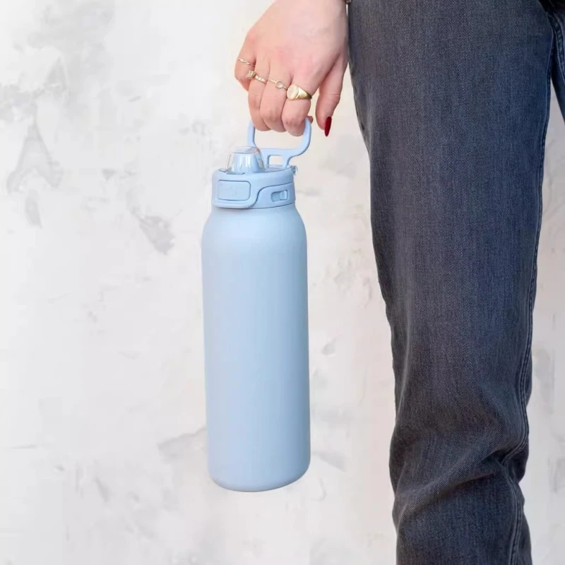 32oz Water Bottle Insulated Leak Proof Double Wall Vacuum Portable Thermal Office Car Outdoor Sports Straw Lid Vacuum Flask