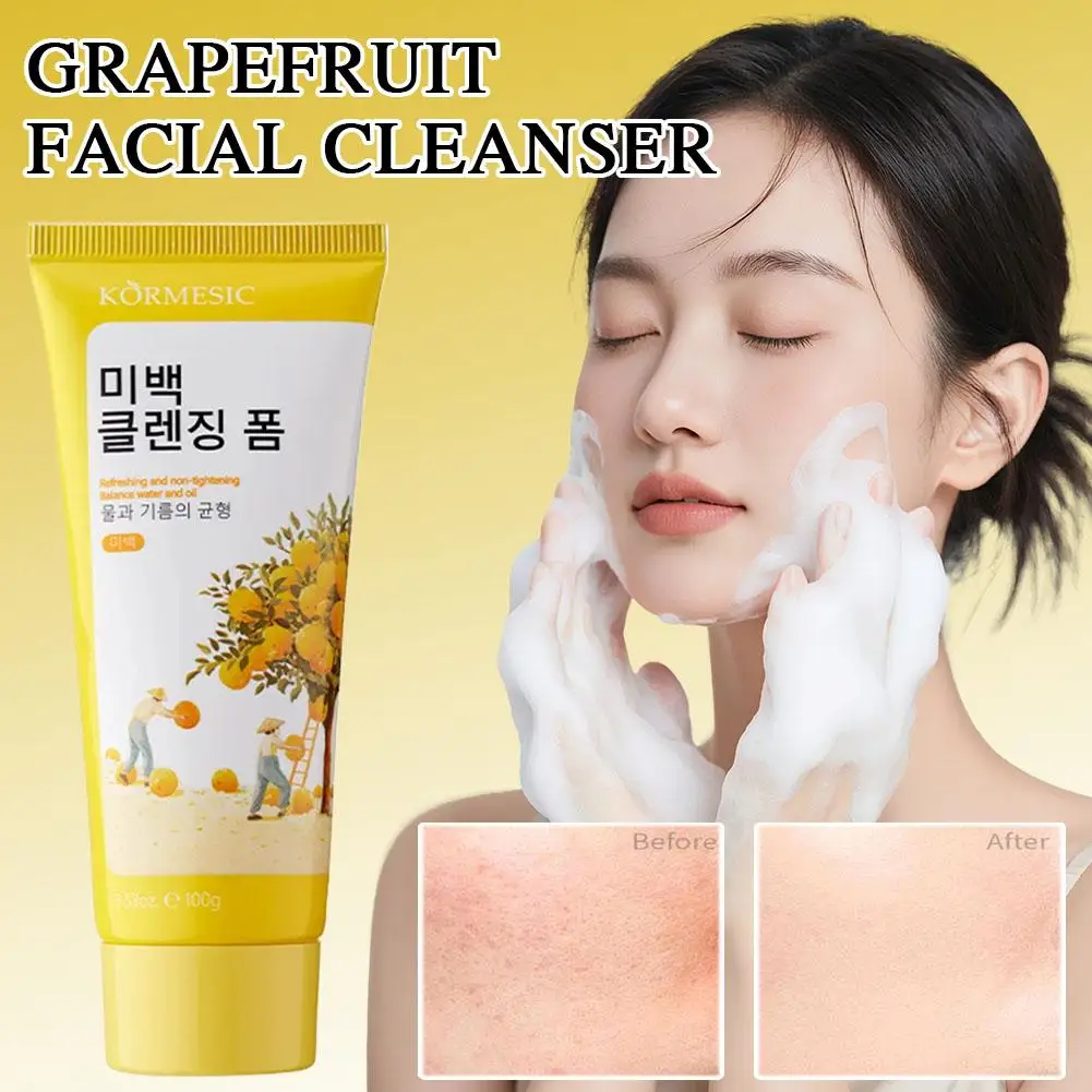 1/2pcs Grapefruit Cleansing Milk Skin Deep Cleansing Moisturizing Blackhead Removal Skincare Face Wash Foam Face Cleanser Care