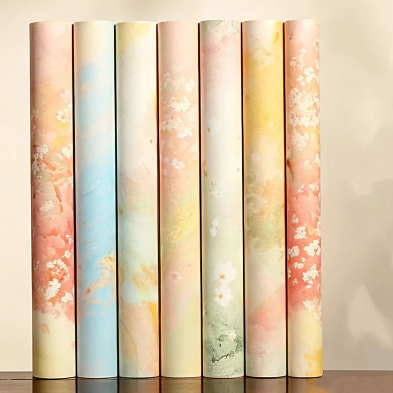 10 Meter Long Scroll Rice Paper Half Raw Half Cooked Xuan Paper Wax Print 34cm Wide Thick for Calligraphy Painting Art Supply