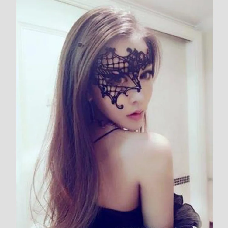 Damen Gothic Spitzenmaske Cosplay Halloween Party Karneval Sexy Damen Kostüme Weihnachten Halbgesicht Tier Rollenspiel Masken Kleid – Detail 15