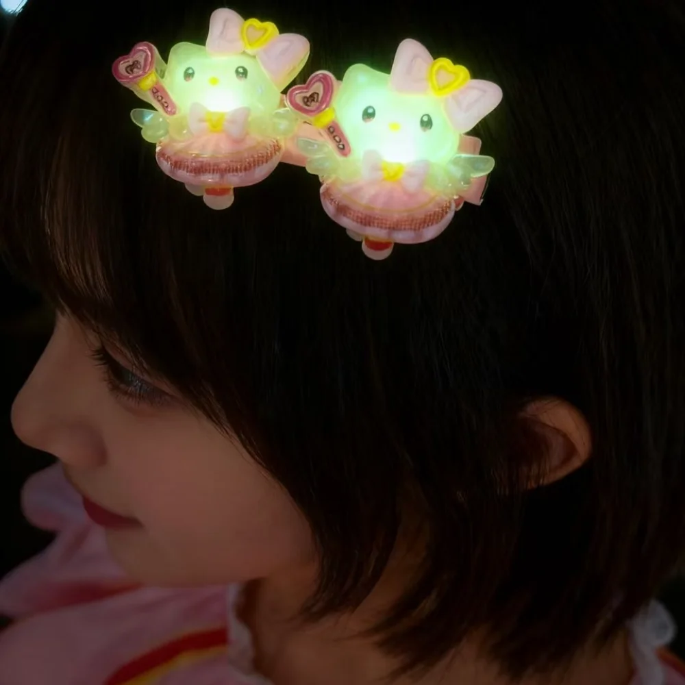 

5Pcs Anime Cute Cat Hairpin Glowing Bright Headband Girl Tie Ponytail High Elasticity Plush Hair Rope Rubber Band Daily Gift