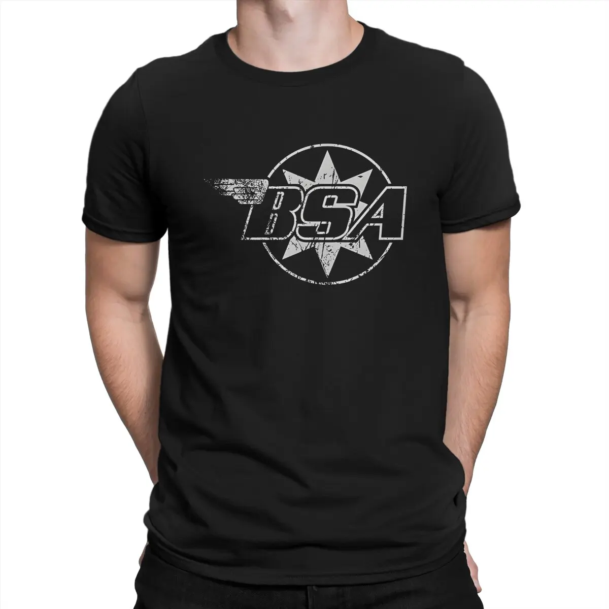 BSA Motorcycle Cafe Racer Vintage T Shirts for Men Cotton Novelty T-Shirts O Neck Tee Shirt Short Sleeve Tops Gift Idea